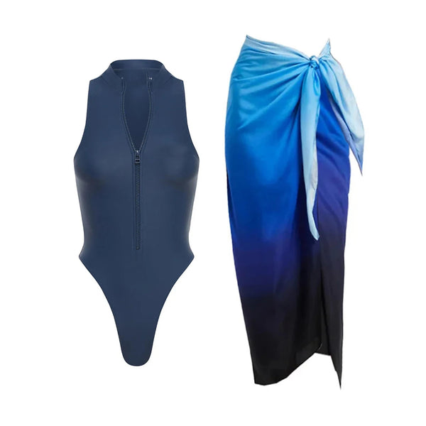 Rushguard style Swimsuit With Cover Up