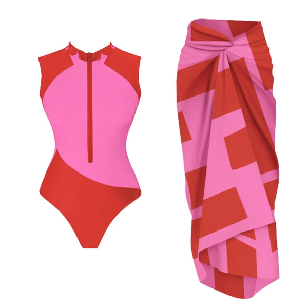 Rushguard style Swimsuit With Cover Up