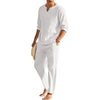 Casual Cotton Linen Two Piece Men Set