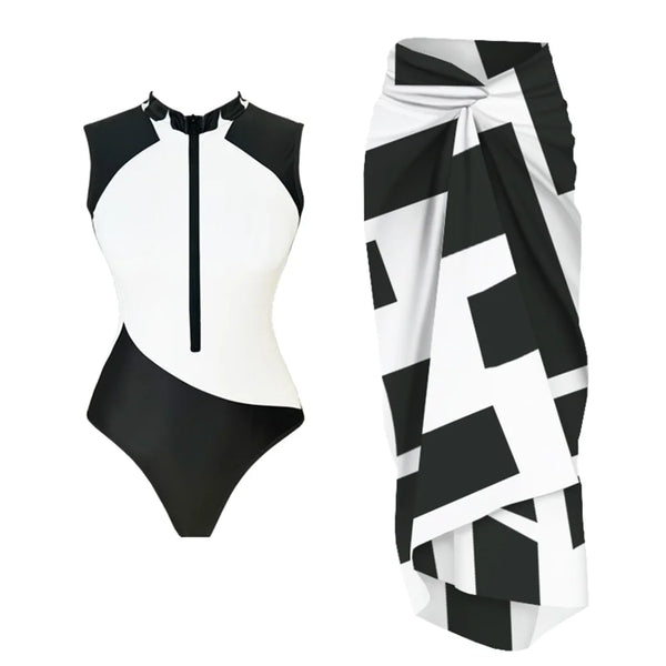 Rushguard style Swimsuit With Cover Up