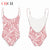 Women's Swimwear CH Letter Pink Triangle One-piece Swimsuit - Sexikinis Swim