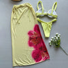 Hibiscus rose three piece swimsuit